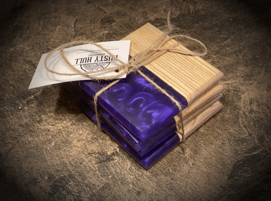 The Woodworks Set — Handmade Resin Coasters
