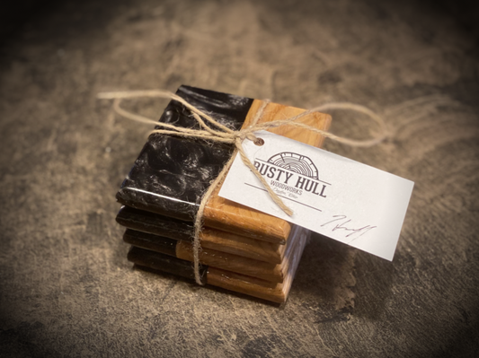 The Woodworks Set — Handmade Resin Coasters